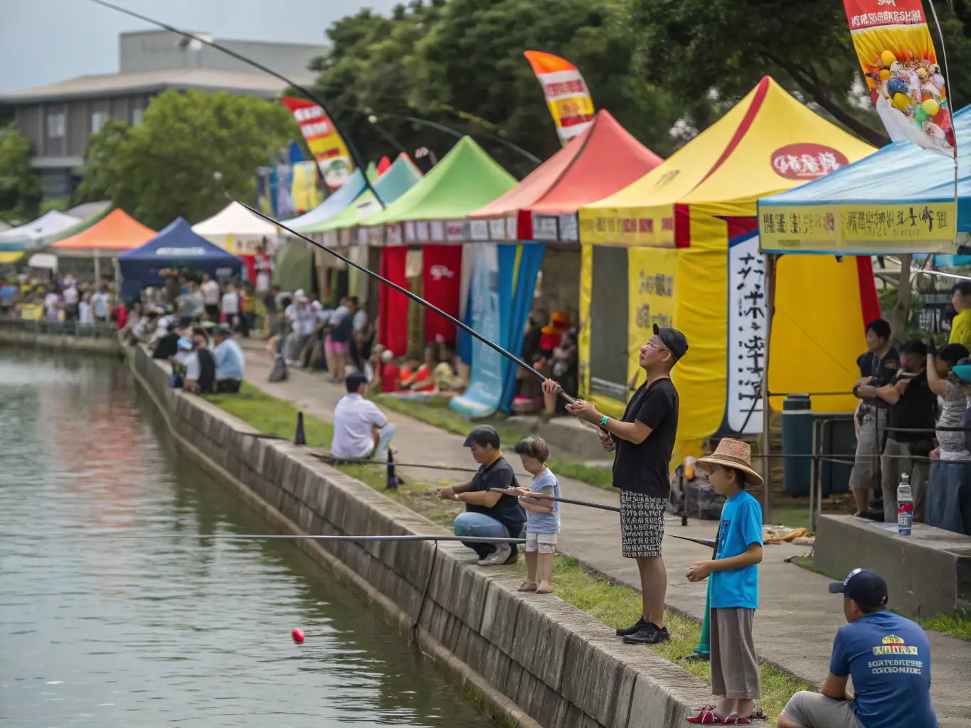 A picture of community members participating in a fishing-related event, highlighting the association's efforts to engage and educate the local community.